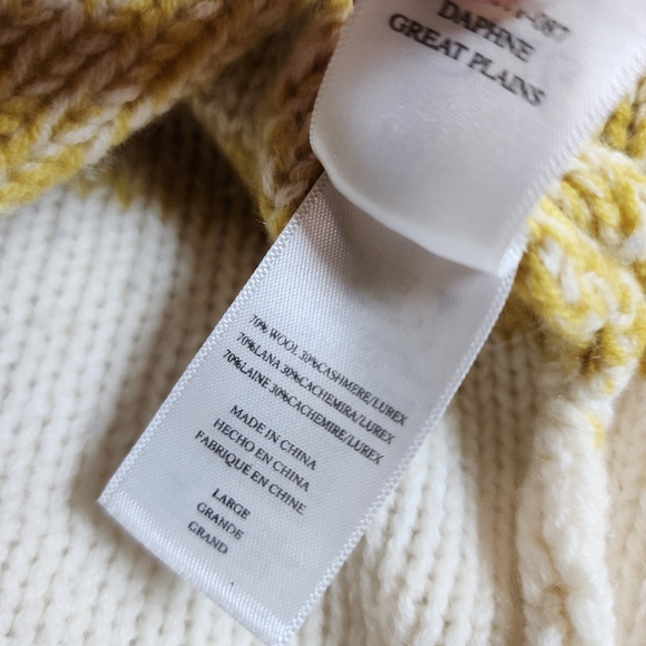 Rails Daphne Wool Cashmere Striped Sweater Cream Multi Metallic Size Large - Picture 12 of 17